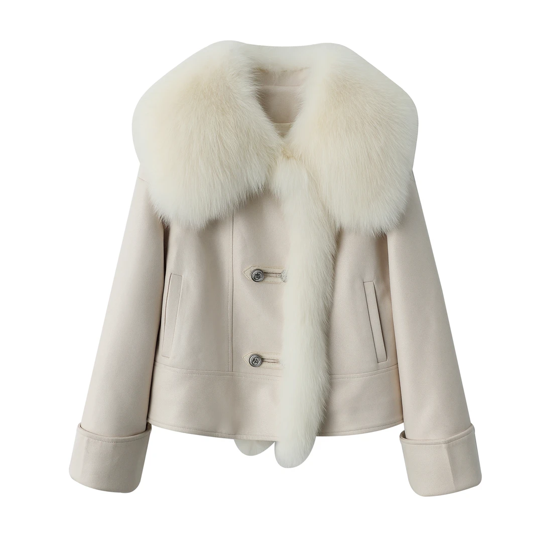 白鹅绒狐狸毛短款设计款鹅绒服PC8533