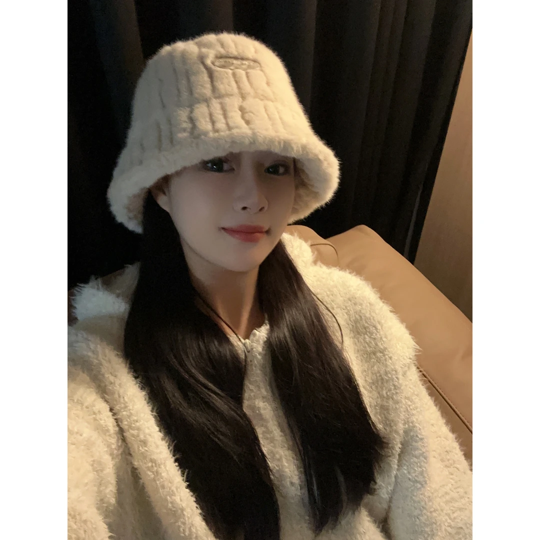 2023新款加厚秋冬天防寒渔夫帽子女网红氛围百搭加绒保暖盆帽潮