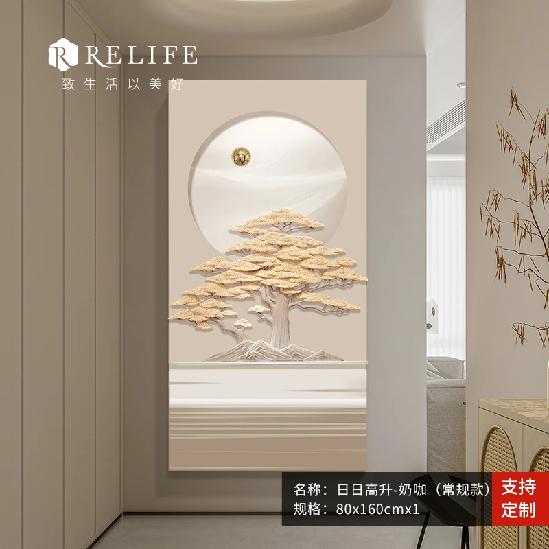 玄关画浮雕现代高级感装饰画客厅时尚沙发艺术背景墙挂画感灯光画