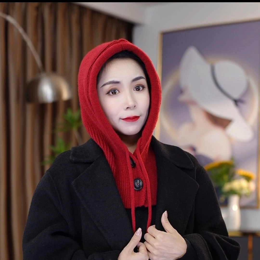 2025新款克拉克拉法帽带纽扣男女通用时尚保暖百搭超质感毛线帽子