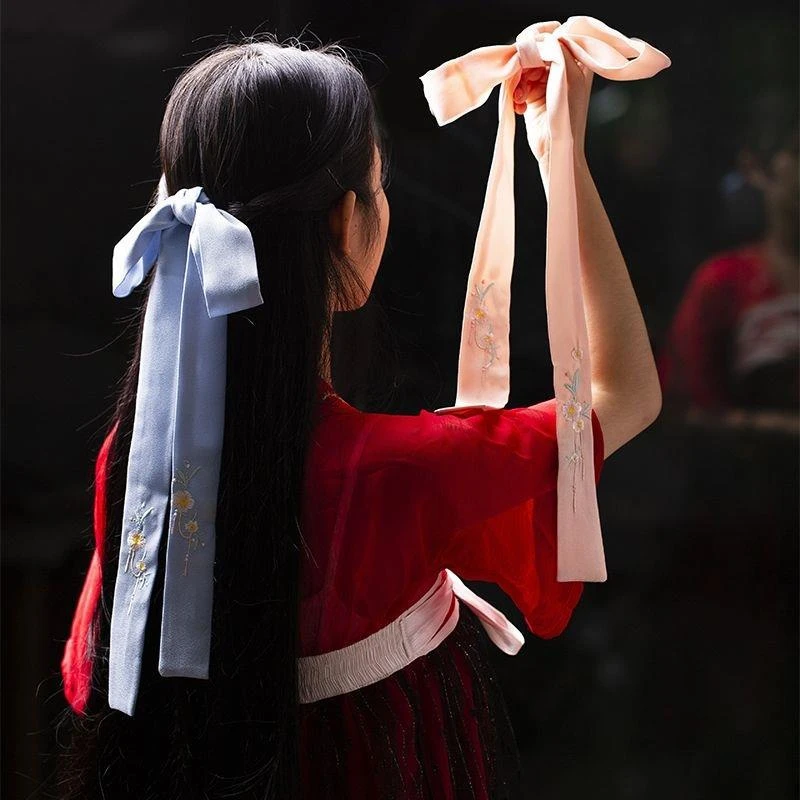 非金属布艺发饰 宫廷汉服飘带古代少女仙女复古国风丝带头饰品