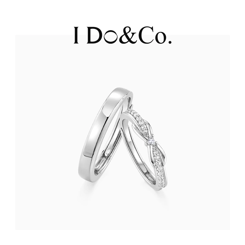 I Do&Co. 925银戒指 心迹情侣活口对戒轻奢小众甜美 礼物送女友