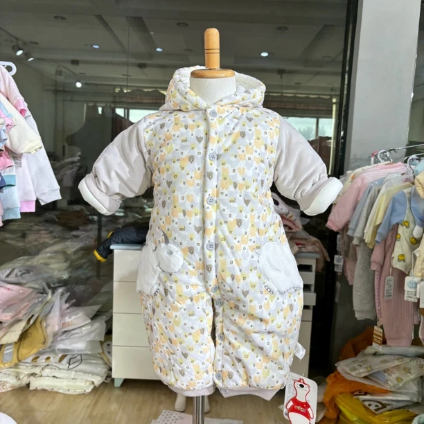 连帽连体衣秋冬男女宝宝加厚哈衣爬服一件过冬8515