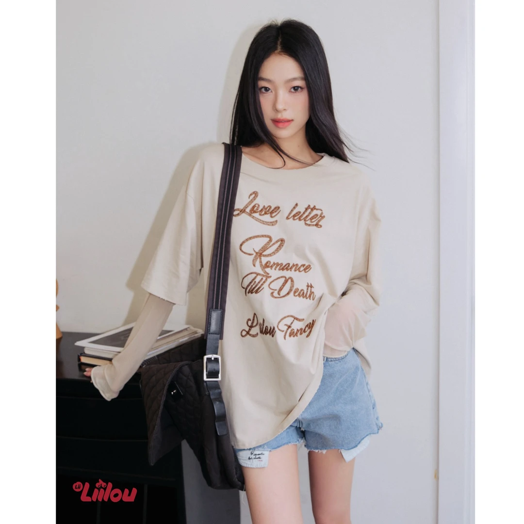 3165【金拐子专属】Liilou 休闲宽松显瘦百搭圆领短袖复古简约T恤