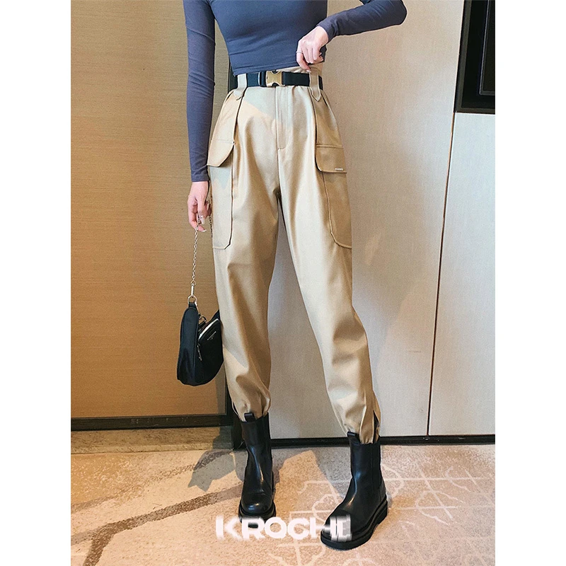 Kroche【小呆鸟专享】法式系带高腰腰带设计感显瘦百搭工装裤子女