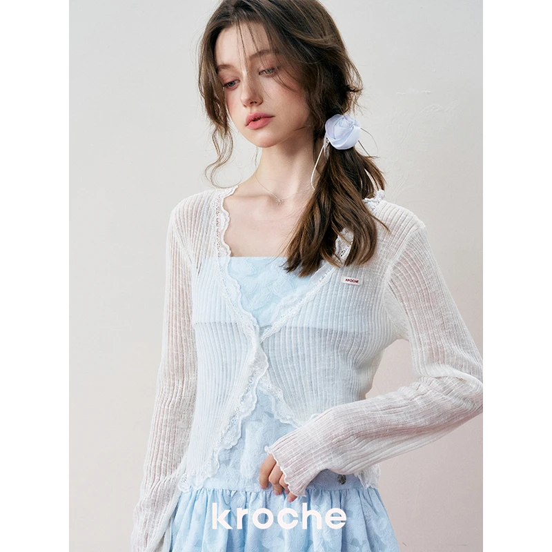 【二莉啊专属】 Kroche 24ss 蕾丝花边防晒针织开衫
