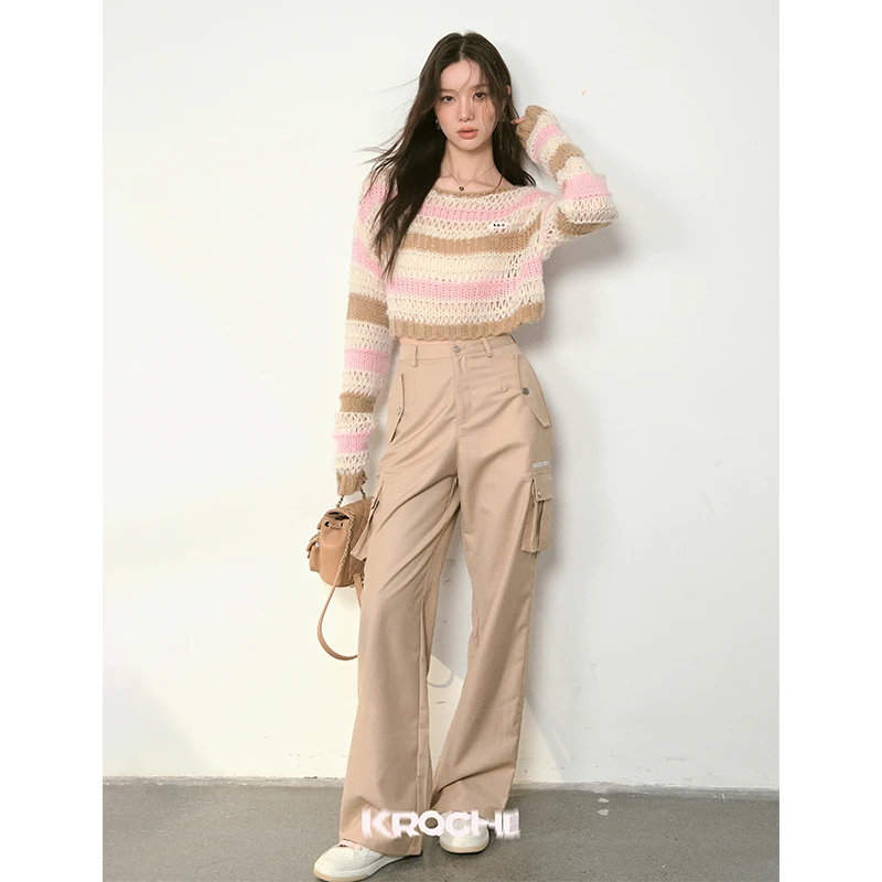 【小呆鸟专享】Kroche 多口袋装饰阔腿工装裤K23274