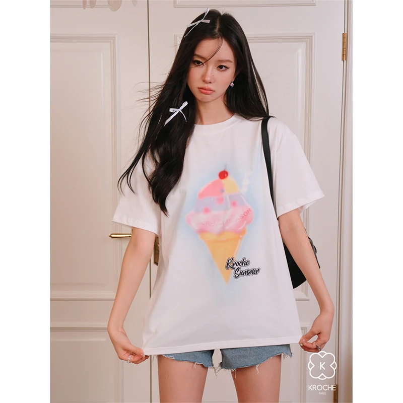 【小呆鸟专享】Kroche冰淇淋晕染印花短袖T恤