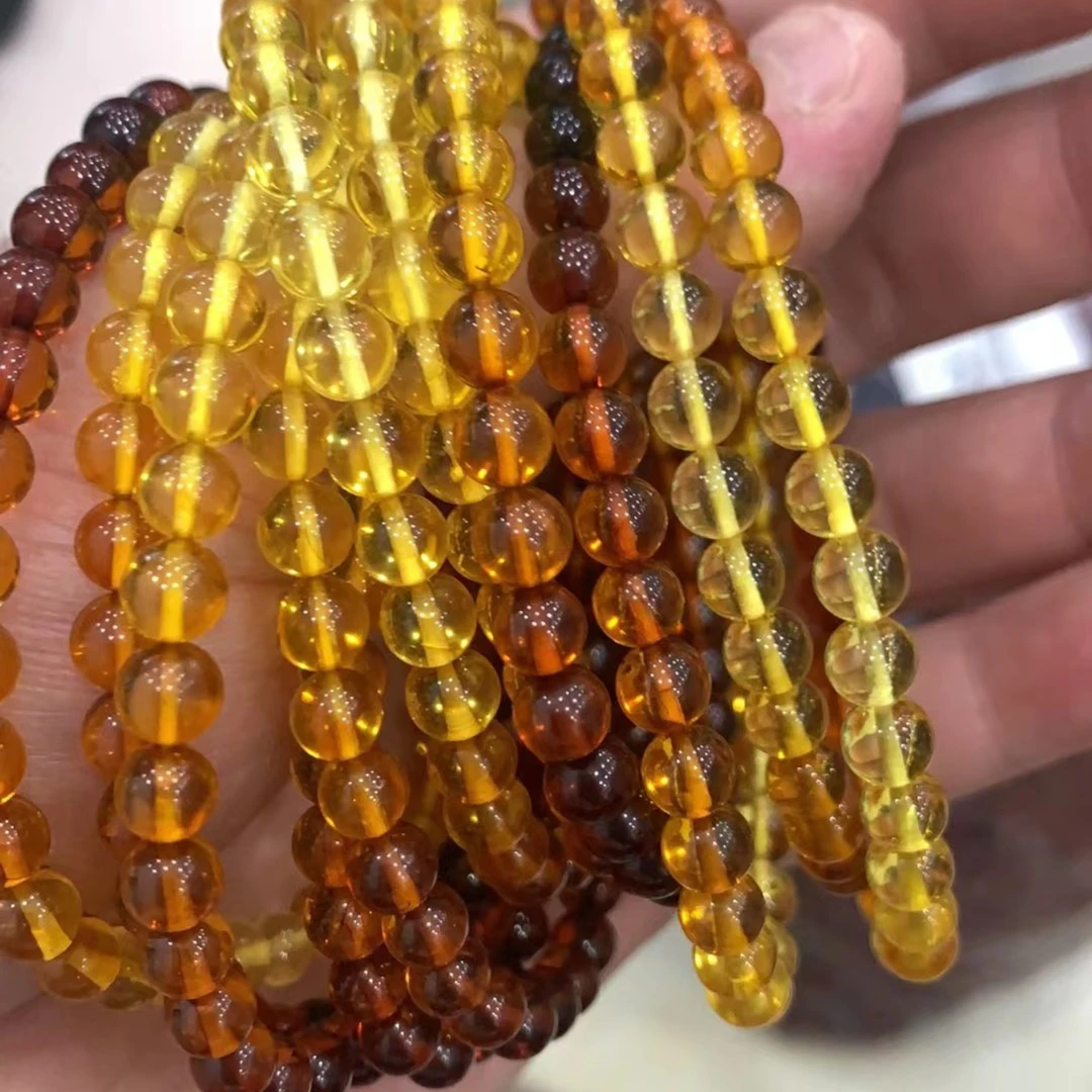 彩虹琥珀渐变色手串6mm 多样性发其一