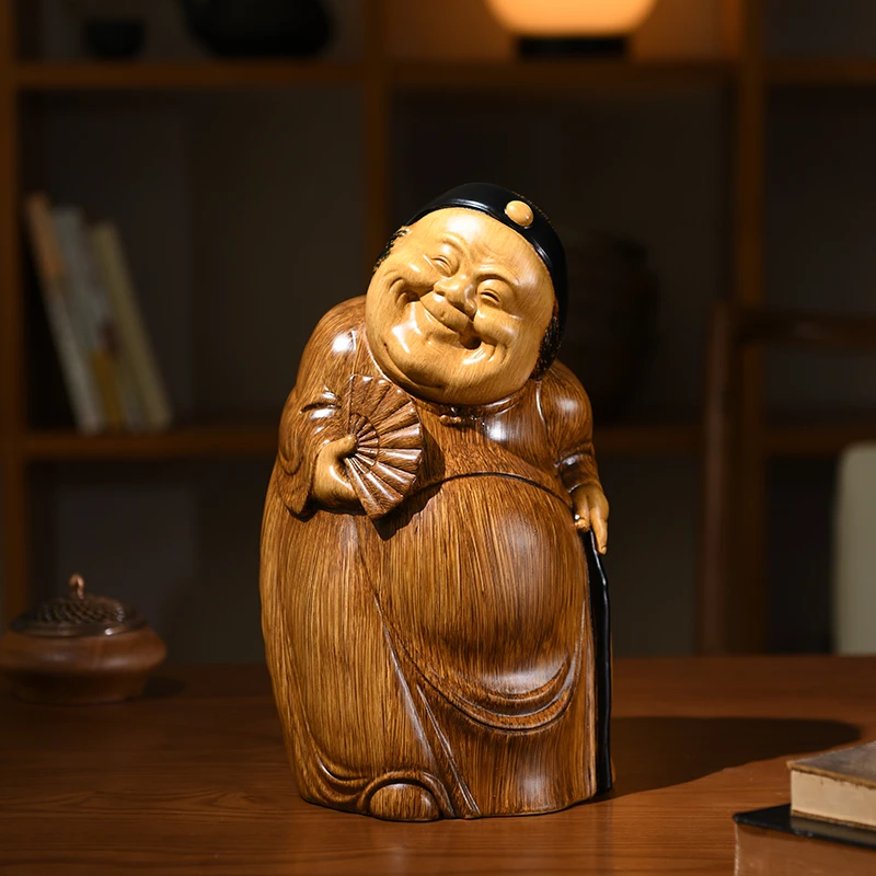 新中式地主婆摆件传统仿木雕工艺品客厅玄关茶室酒柜高档装饰摆设