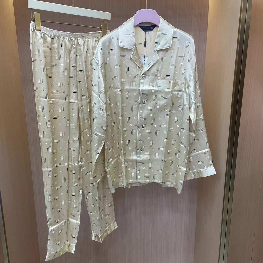 【LJWM】男款桑蚕丝家居睡衣套装 SSY11