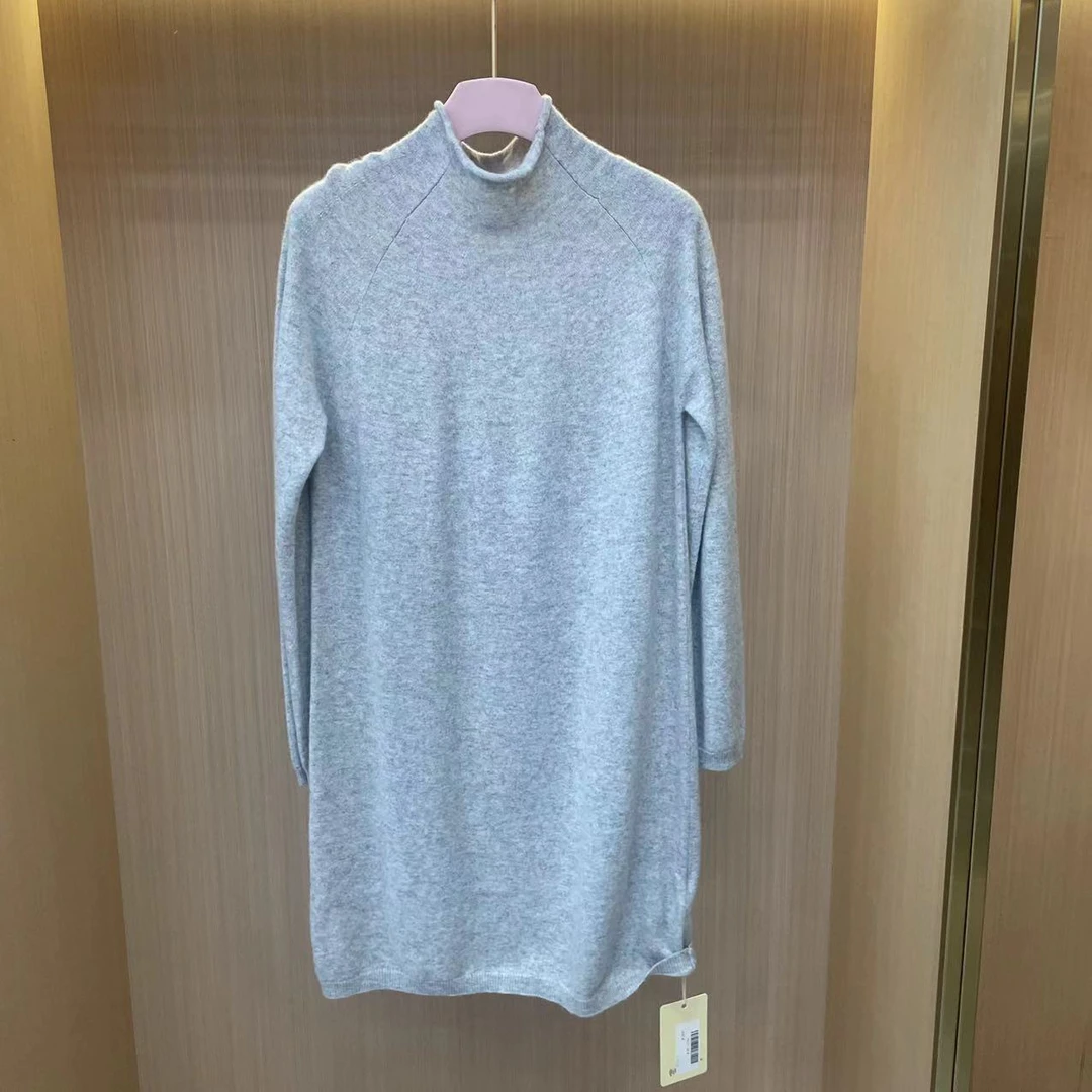 【LJWM】长袖圆领山羊绒连衣裙 YR217