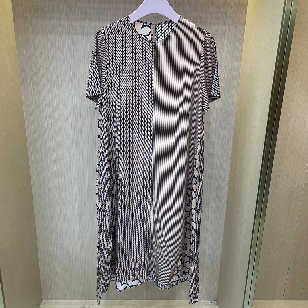 【LJWM】桑蚕丝圆领连衣裙 CD63