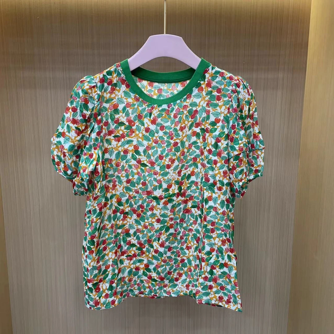 【LJWM】桑蚕丝圆领短袖上衣 20037（非图片款）