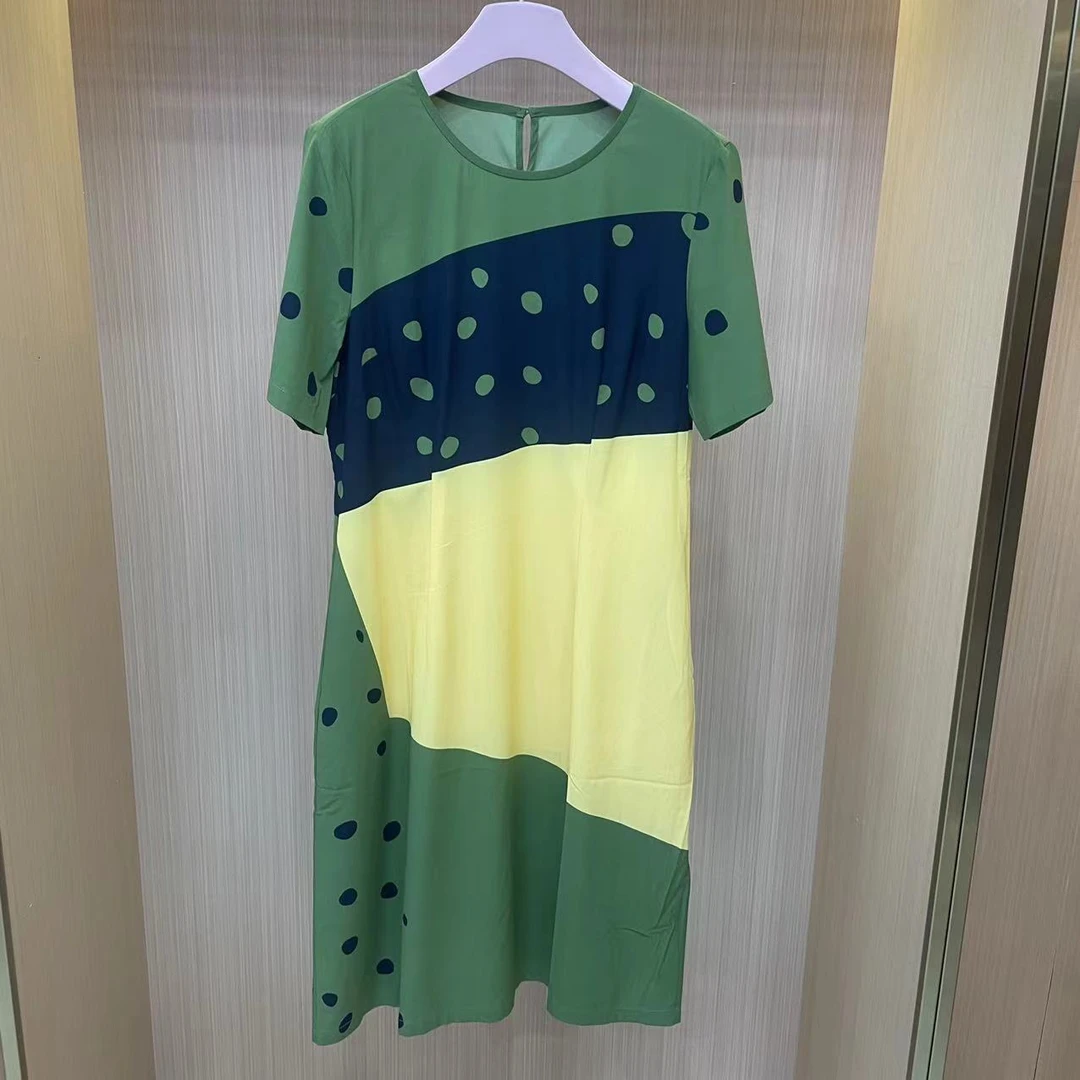 【LJWM】桑蚕丝圆领连衣裙 S90585