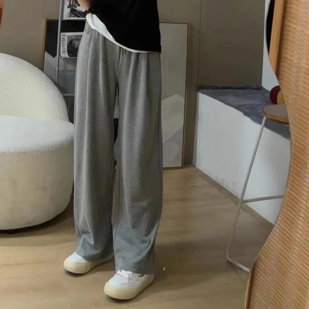 春秋季新款软糯阔腿拖地裤女宽松百搭慵懒风减龄垂感显瘦休闲长裤