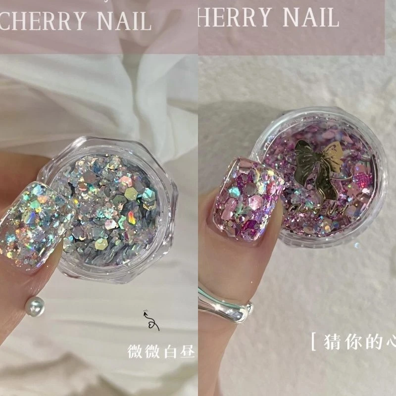 美甲亮片夏天的记忆破碎星芒系列爆闪镭射韩式指甲贴片小红书同款