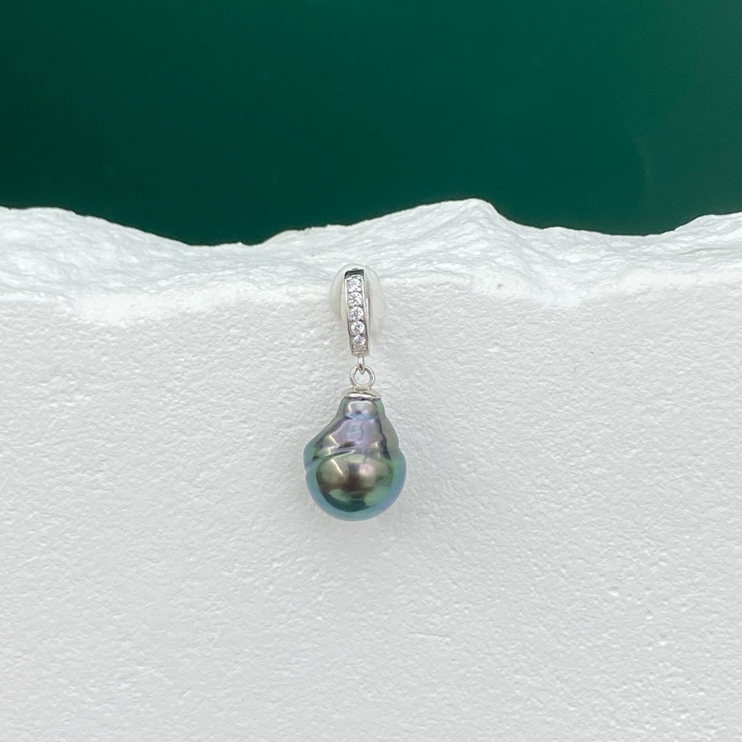 星柠珍珠 海水大溪地黑珍珠 s925银 吊坠