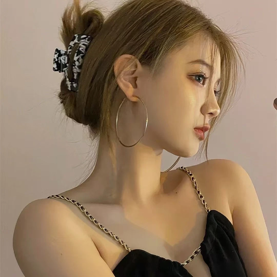 铜合金耳饰 925银针7195《素颜》素圈极简风欧美夸张朋克圆圈耳圈