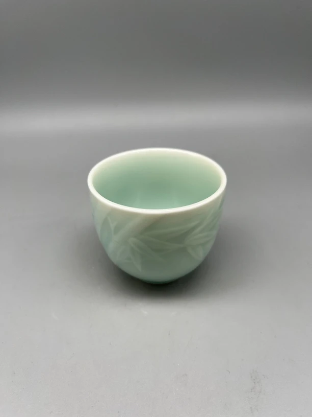 影青浮雕竹子客杯容量50ml左右