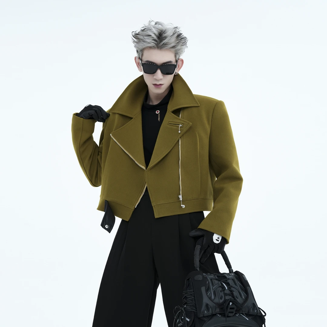 年终大青仓！短款垫肩毛呢外套男