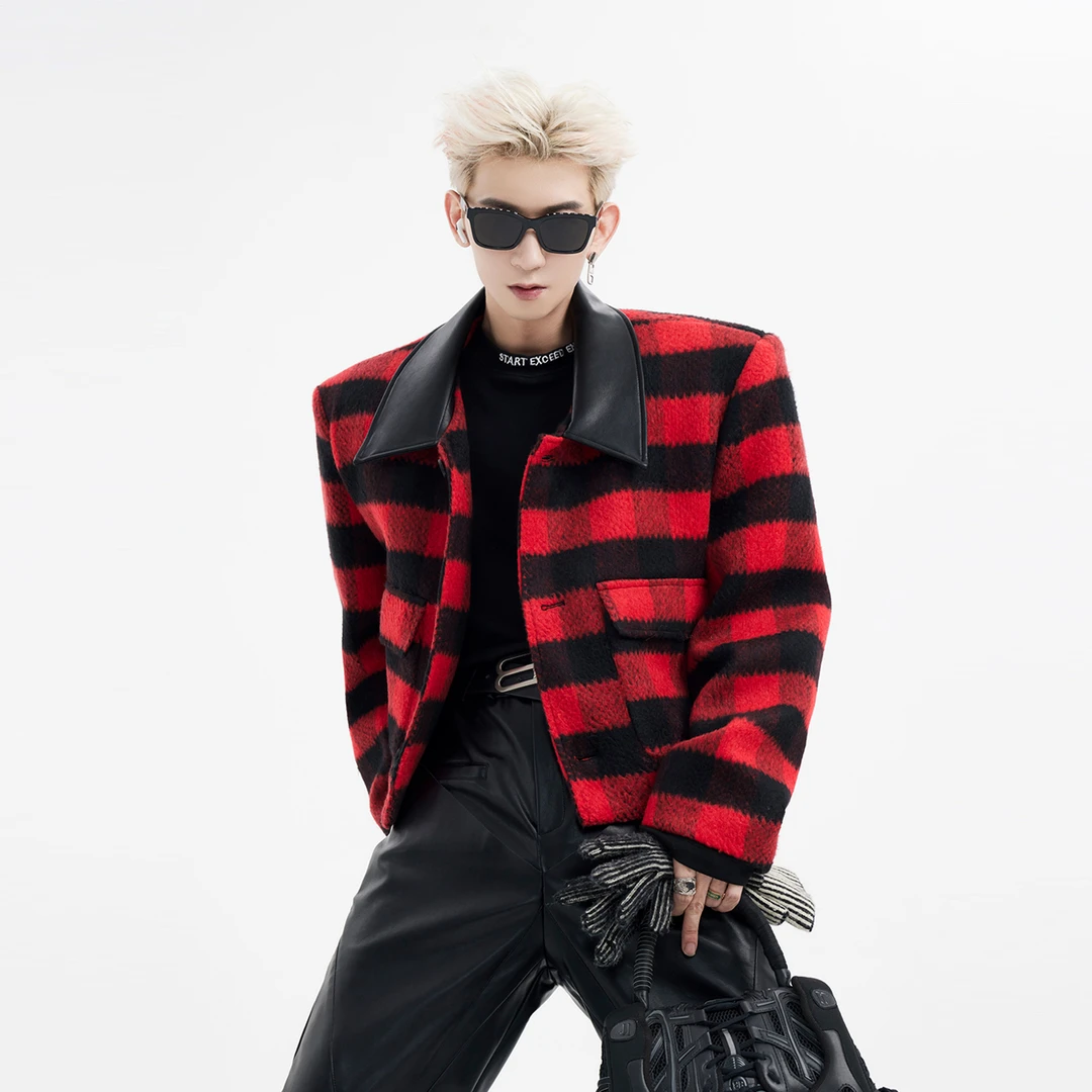 年终大青仓！格子毛呢外套男秋冬款