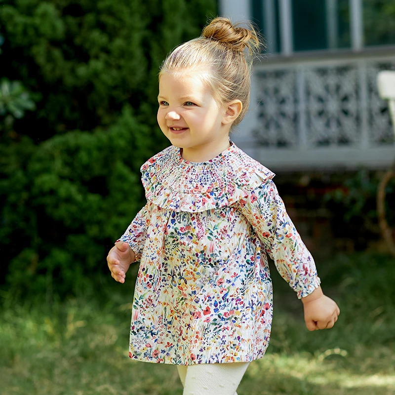 Chilicu 春上新 印花长袖连衣裙 时尚优雅洋气清新女童