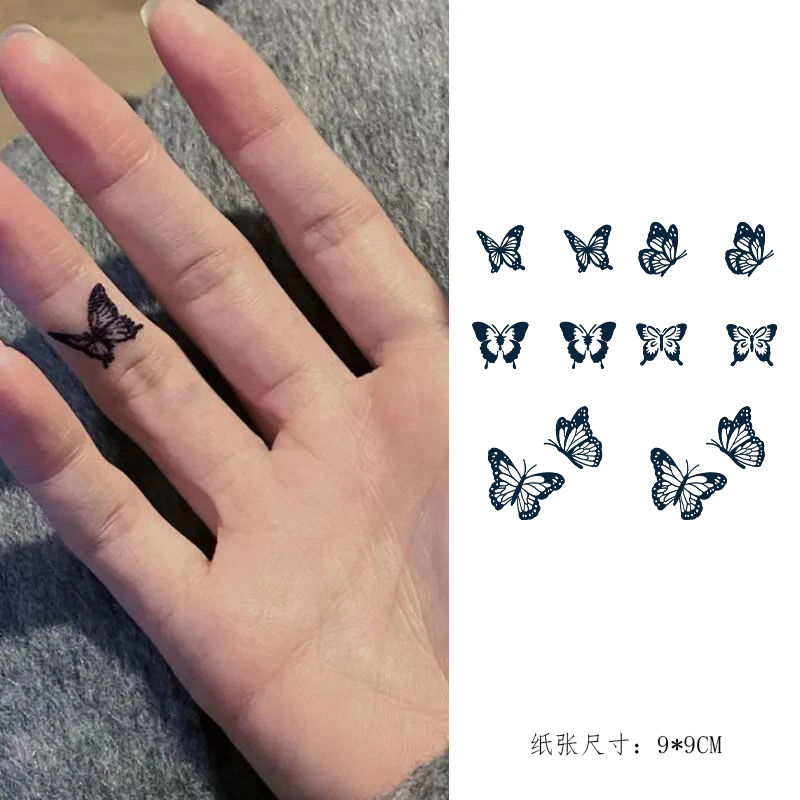 【2张装】蝴蝶草本小图纹身贴ins手指款少女心甜酷必备防水持久使用