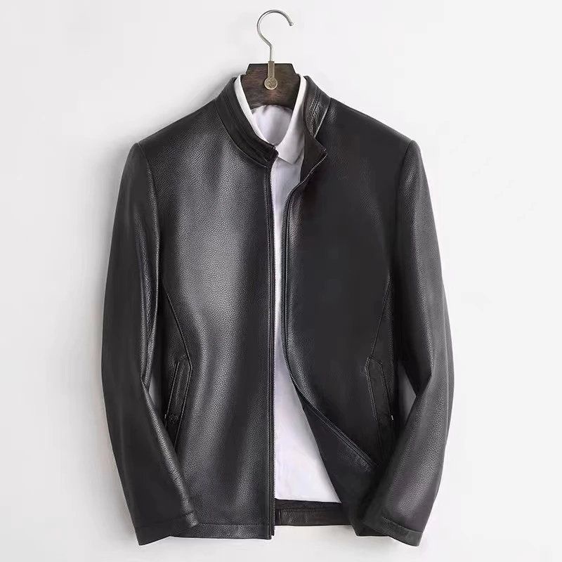 真皮皮衣男头层牛皮立领短款春秋修身薄款外套皮夹克休闲秋冬百搭