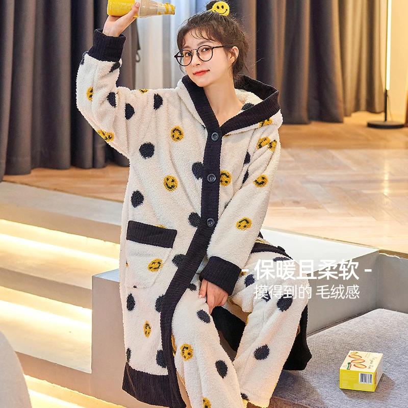 2024年新款秋冬季保暖时尚加绒加厚睡衣女可爱风可外穿家居服套装