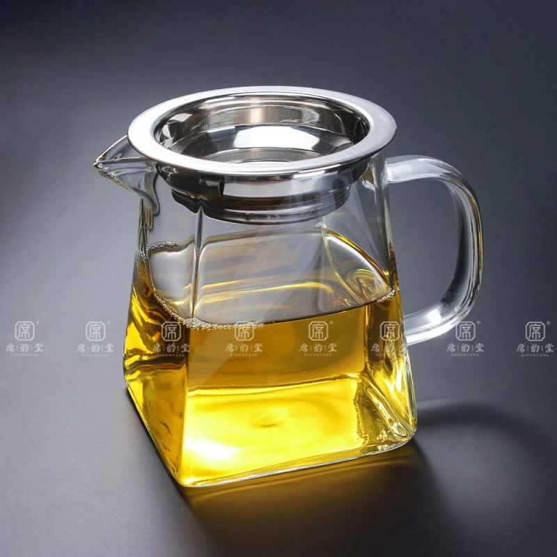 玻璃公道杯器公杯茶漏茶水分离套装耐热茶海茶具四方高端分茶器