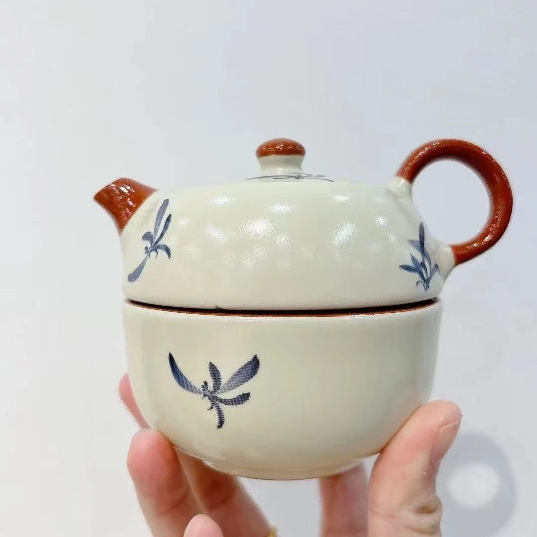 AA117黄汝窑枫叶一人饮旅行茶具