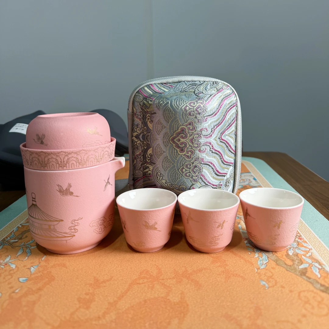 AA72-粉色（一壶三杯）带包包带茶巾