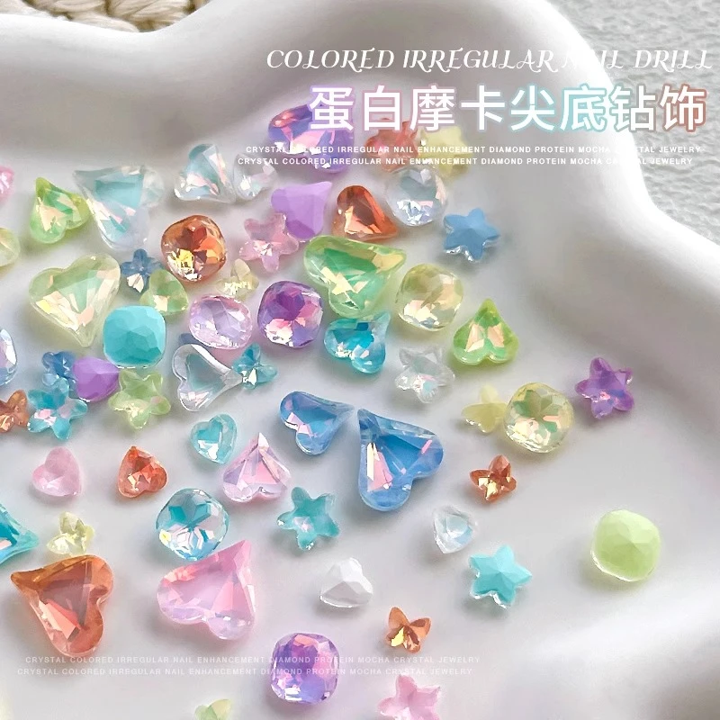 摩卡美甲钻饰品超闪爱心蝴蝶大歪心肥方混装尖底异形钻石网红爆款