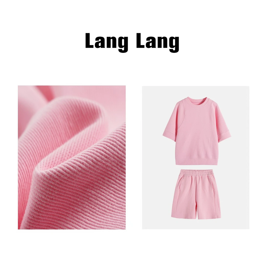 LANG LANG ”多巴胺 ” 春夏简约懒人修身短袖T恤套装