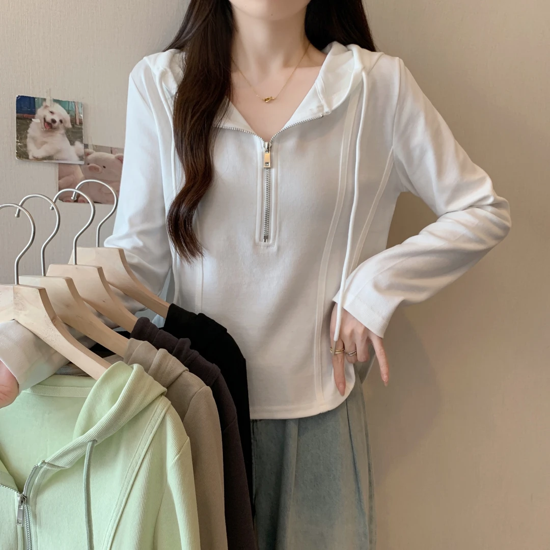 2024秋装新款胖mm大码女百搭休闲显瘦连帽学院卫衣百搭时尚上衣