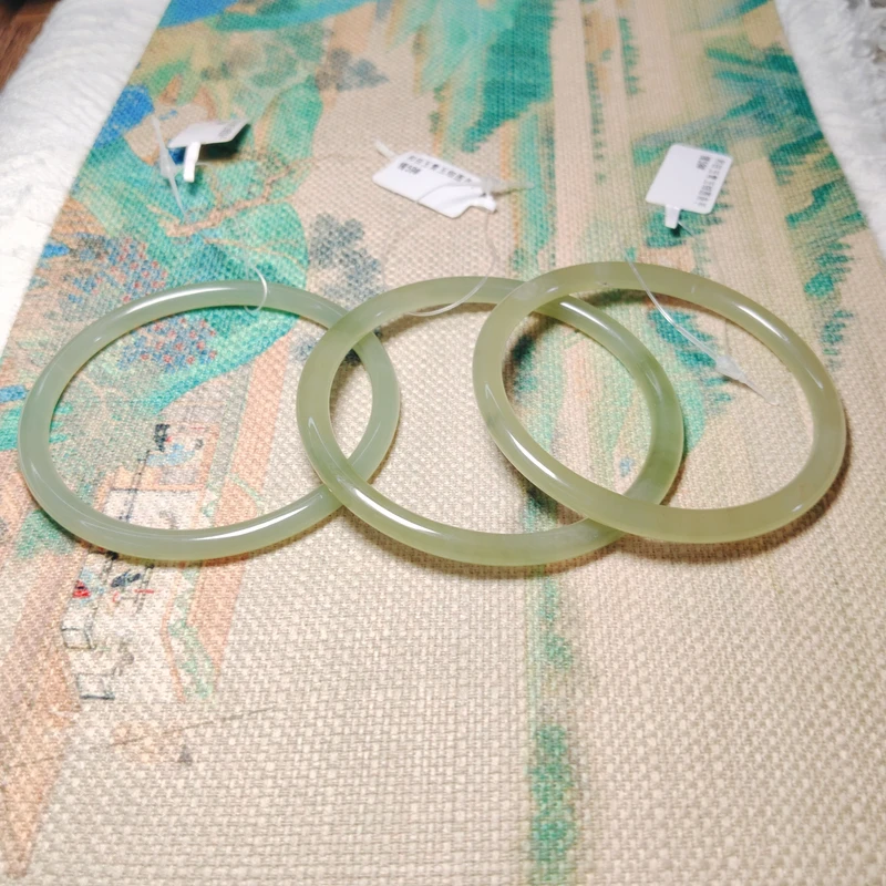 和田玉青玉细圆条叮当镯手镯多样性发一