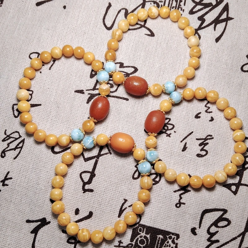 约8mm+琥珀蜜蜡老蜡圆珠DIY多样性发一