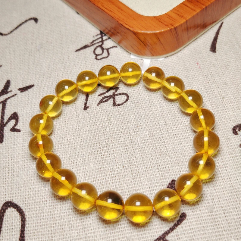 约9mm俄料琥珀金珀圆珠单圈手串