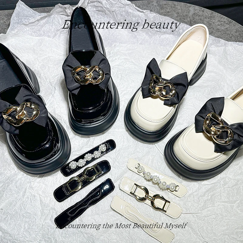 【赠四对扣】新款真皮勒夫圆头百搭魔术贴英伦厚底小皮鞋乐福鞋886