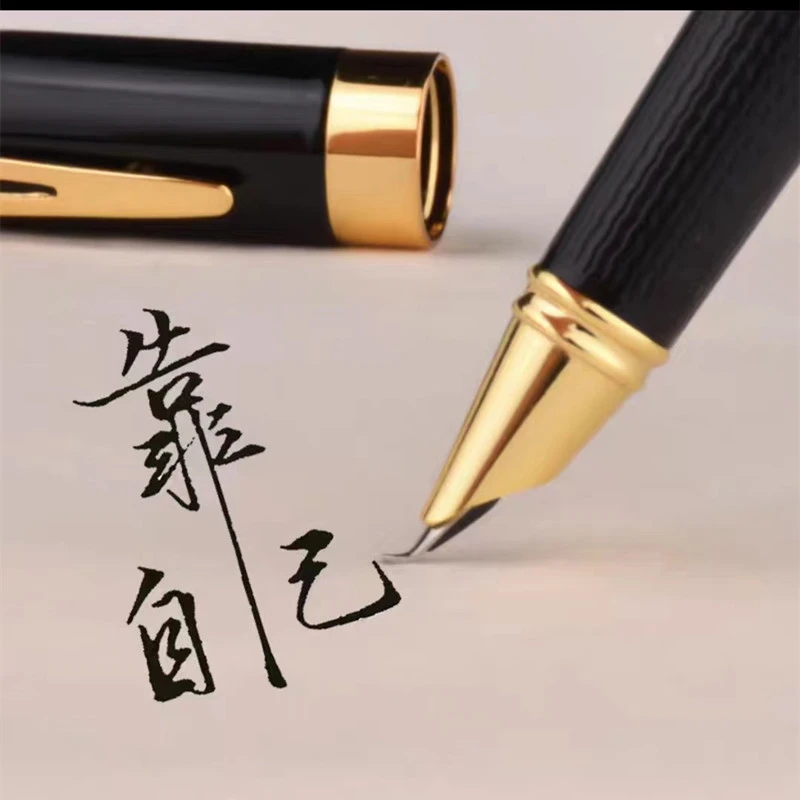 （送笔尖+墨囊）永生9002金属硬笔书法弯尖美工钢笔练字弯头钢笔