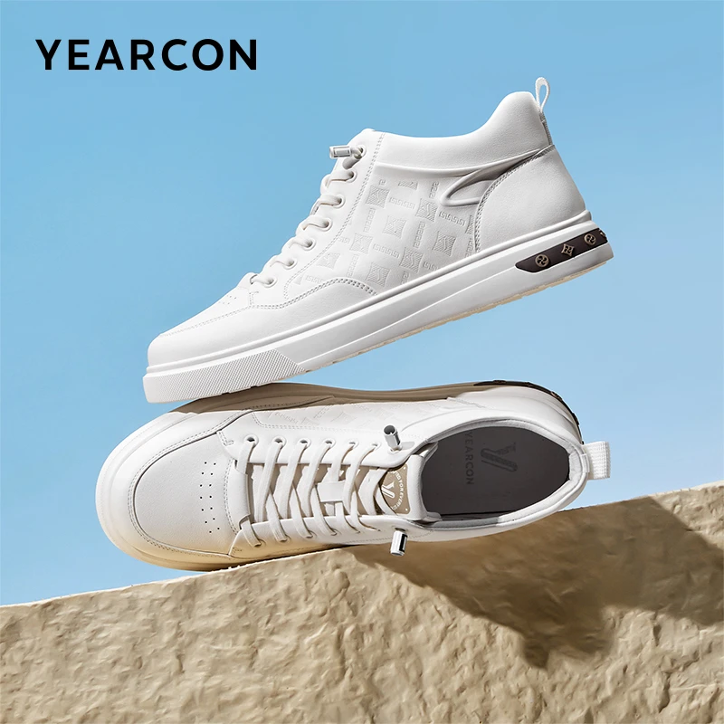 意尔康官方男鞋真皮百搭新款时尚休闲男鞋运动户外男士白色男鞋
