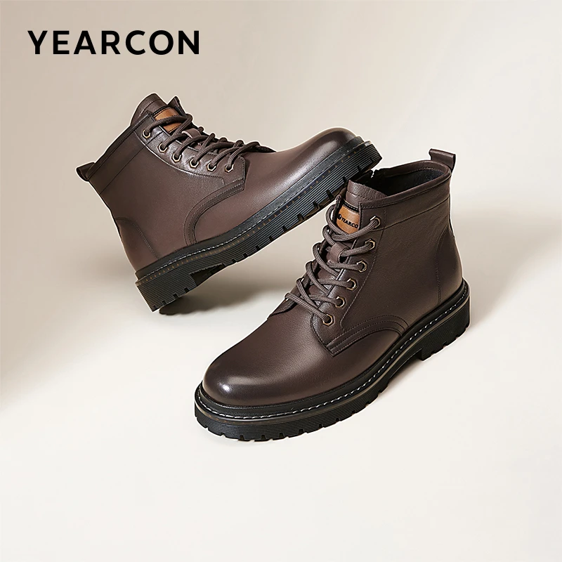 意尔康男鞋冬季百搭时尚马丁靴男士英伦风复古短靴休闲短筒工装鞋