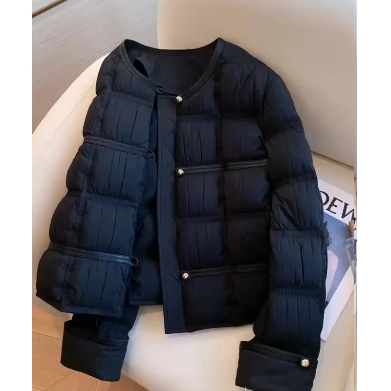 韩系单排纽扣棉服外套女2025冬季新款时尚百搭宽松显瘦休闲上衣