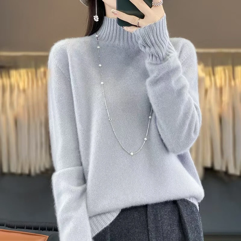 【100%羊毛一线七针加厚】 曾#黎同款气质女神半高领羊毛针织衫