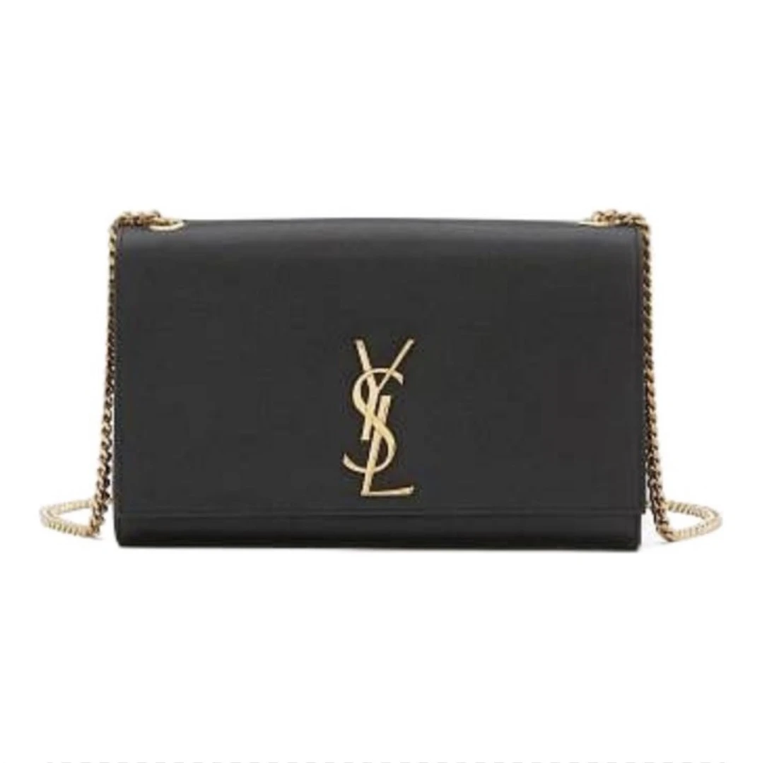 全新未使用 YSL/圣罗兰 黑金/黑银 Kate中号鱼子酱链条包单肩斜挎