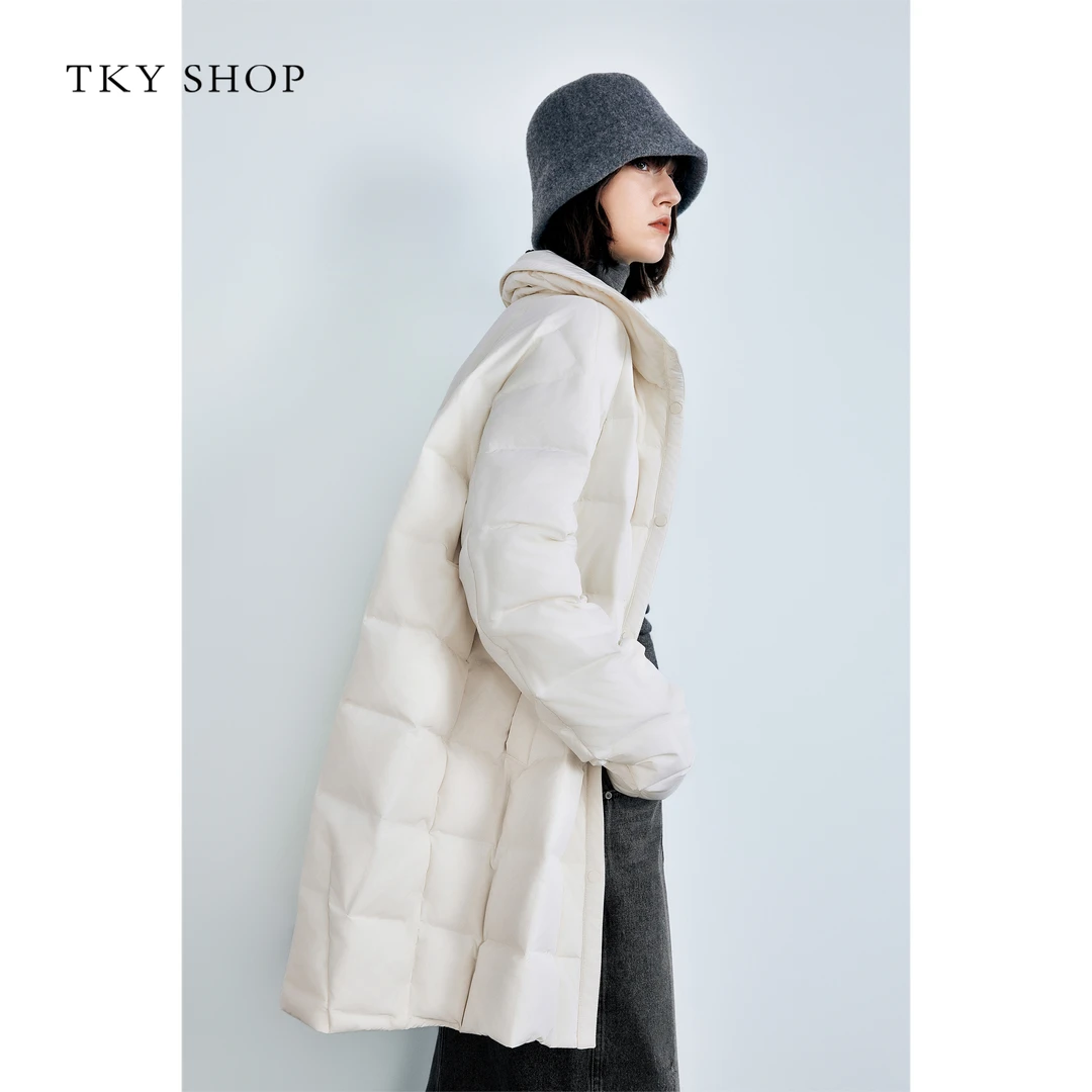 TKYSHOP翻领中长款羽绒服女2024冬季新款10H1HA06U038