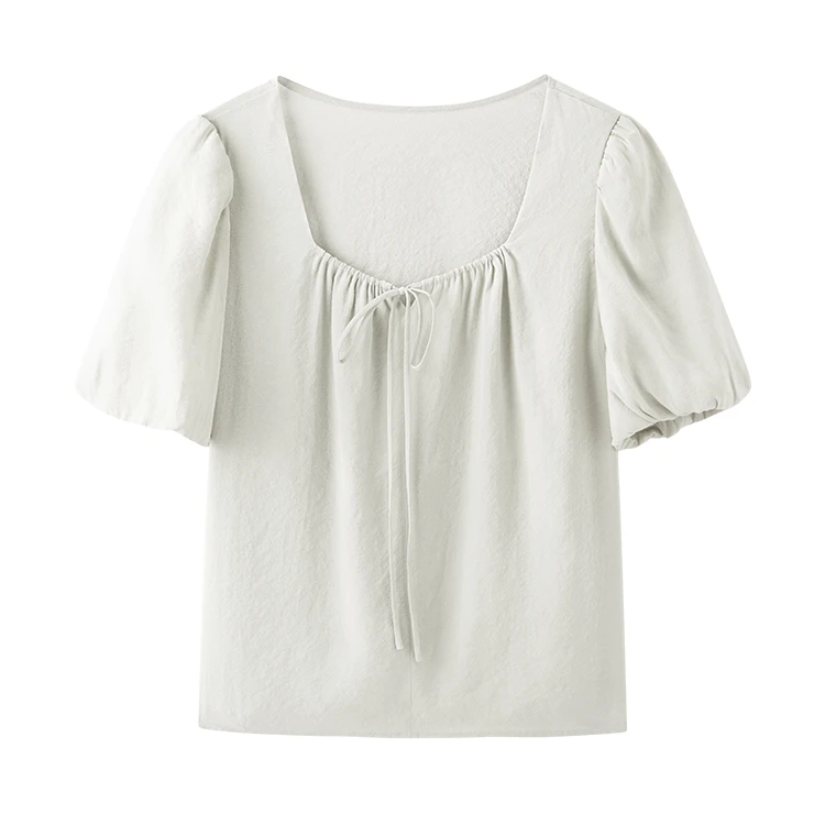 TKY SHOP夏新品早初出穿搭女上衣衬衫泡泡袖短袖女装10G1QD05G222