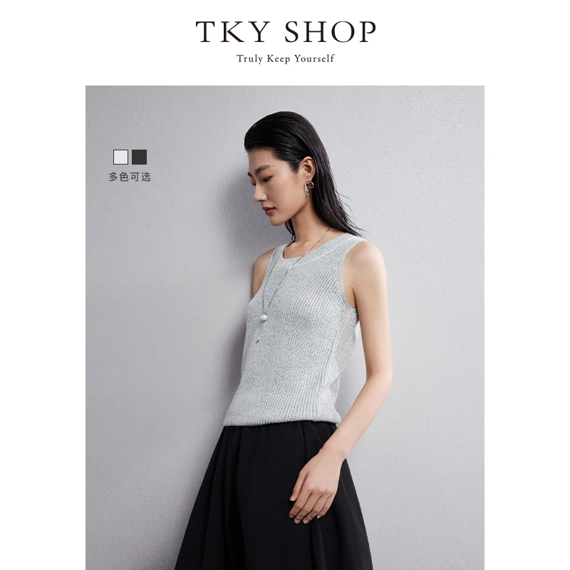 TKYSHOP编织潮流风圆领简约竖坑条针织背心时尚百搭 10H1BP06O099