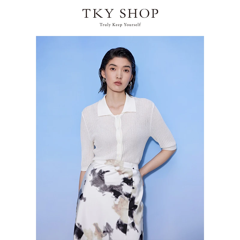 TKYSHOP春夏时尚百搭纯色通勤气质优雅短袖针织开衫 10H1LA09I085